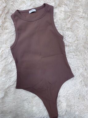 Babaton Ribbed Sleeveless Bodysuit — Brown, Women’s XL